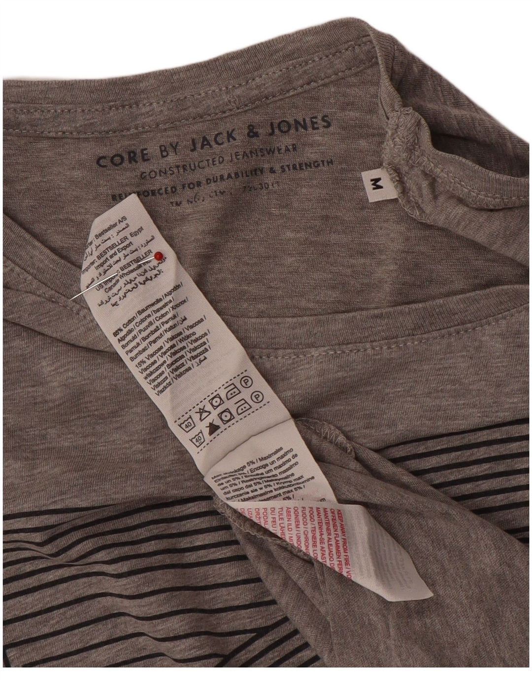 Jack & Jones Hombre Camiseta Gráfica Top Algodón Gris Medio