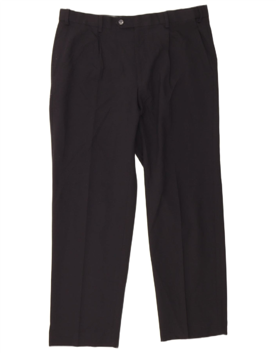 Marks & Spencer Pantalón de traje regular con clavijas para hombre W36 L29 Poliéster negro