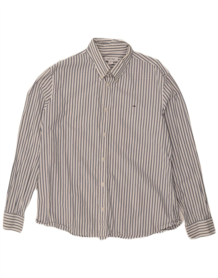 Camisa Calvin Klein para hombre XL blanca a rayas