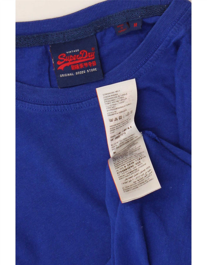 Superdry Hombre Camiseta Top Algodón Azul Medio