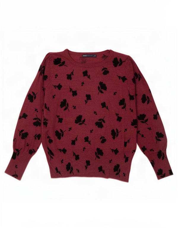 Marks & Spencer Suéter tipo jersey con cuello barco para mujer Reino Unido 46 Grande Rojo Floral