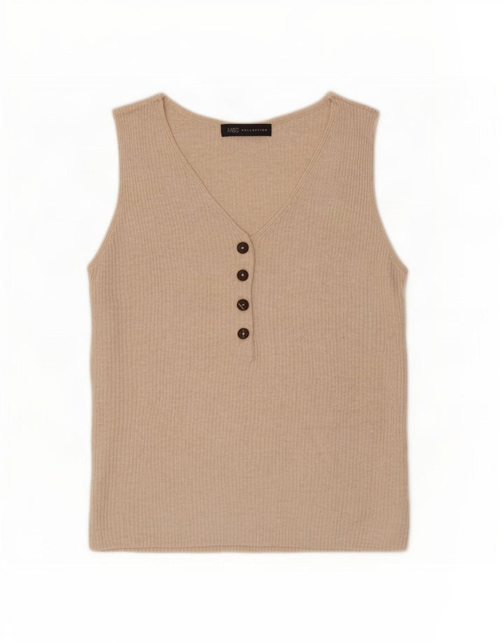 Marks & Spencer - Camiseta sin mangas para mujer, talla 40, talla grande, viscosa beige