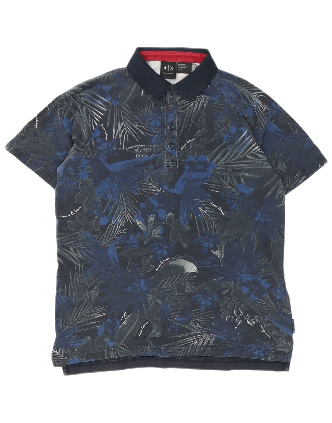 Armani Exchange Polo para hombre de algodón floral azul medio