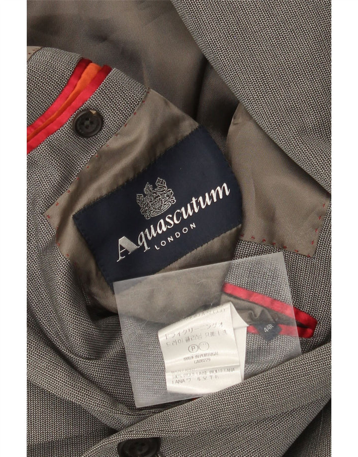 Aquascutum Chaqueta tipo blazer con 1 botón para hombre UK 44 2XL Lana en espiga gris
