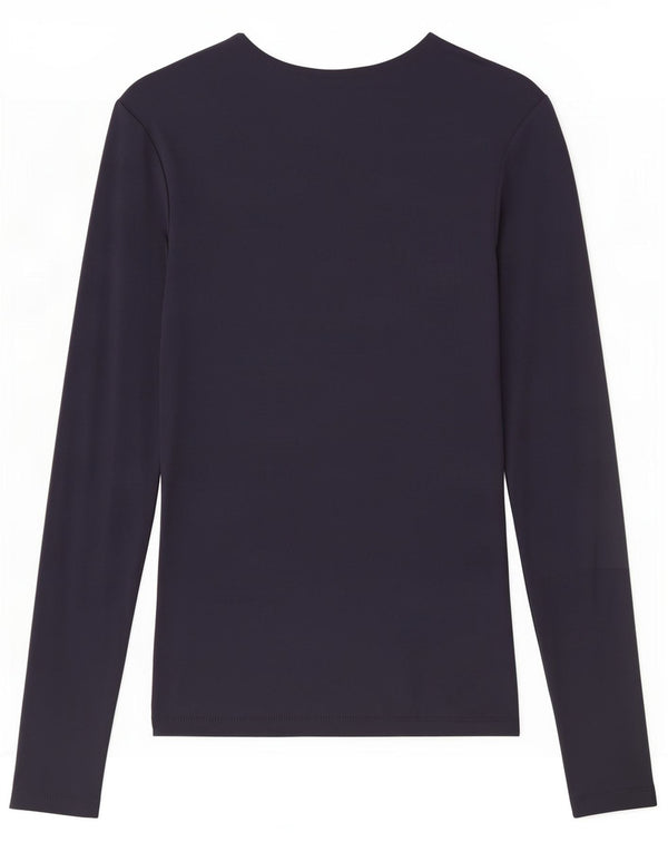 Zara Mujer Top Manga Larga UK 8 Small Azul Marino Poliamida