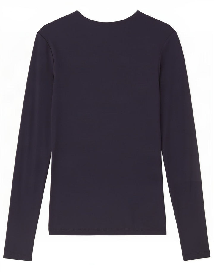Zara Mujer Top Manga Larga UK 8 Small Azul Marino Poliamida