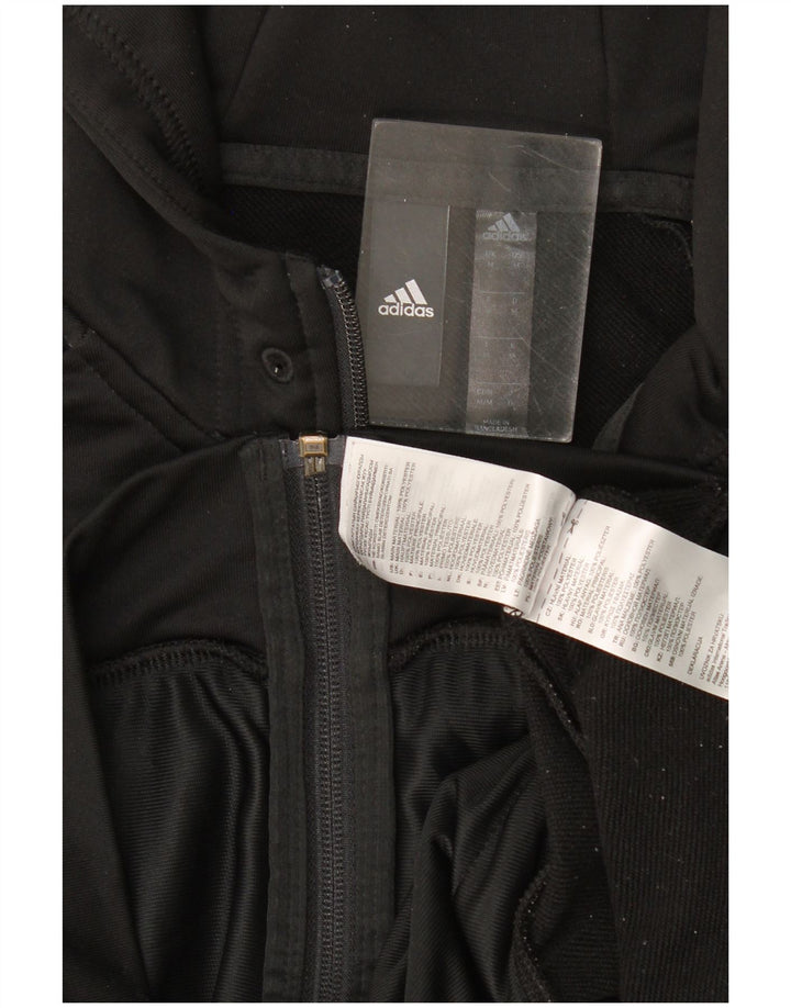 Adidas Hombre Zip Sudadera Con Capucha Suéter Mediano Negro Poliéster