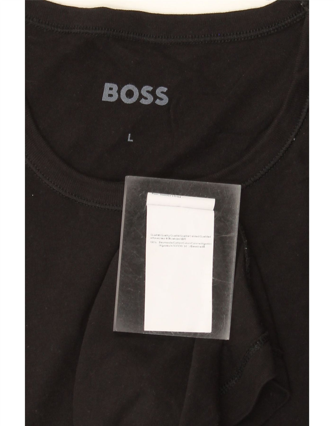 Hugo Boss Hombre Camiseta Top Grande Algodón Negro