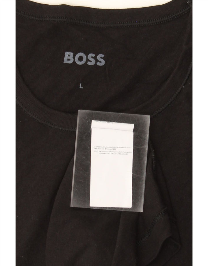 Hugo Boss Hombre Camiseta Top Grande Algodón Negro