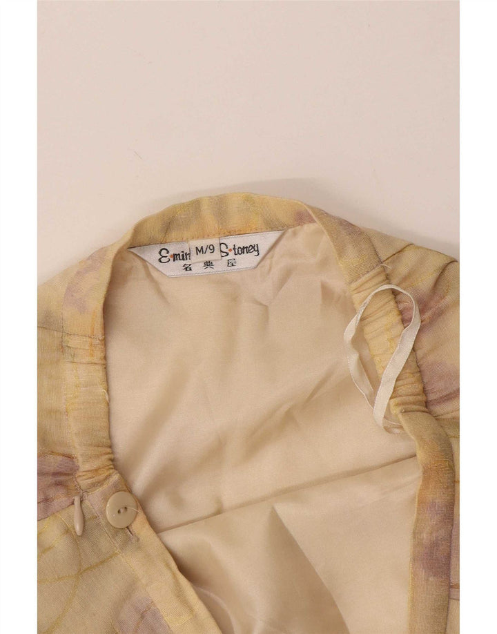 Vintage mujer A-Line falda mediana W24 amarillo floral