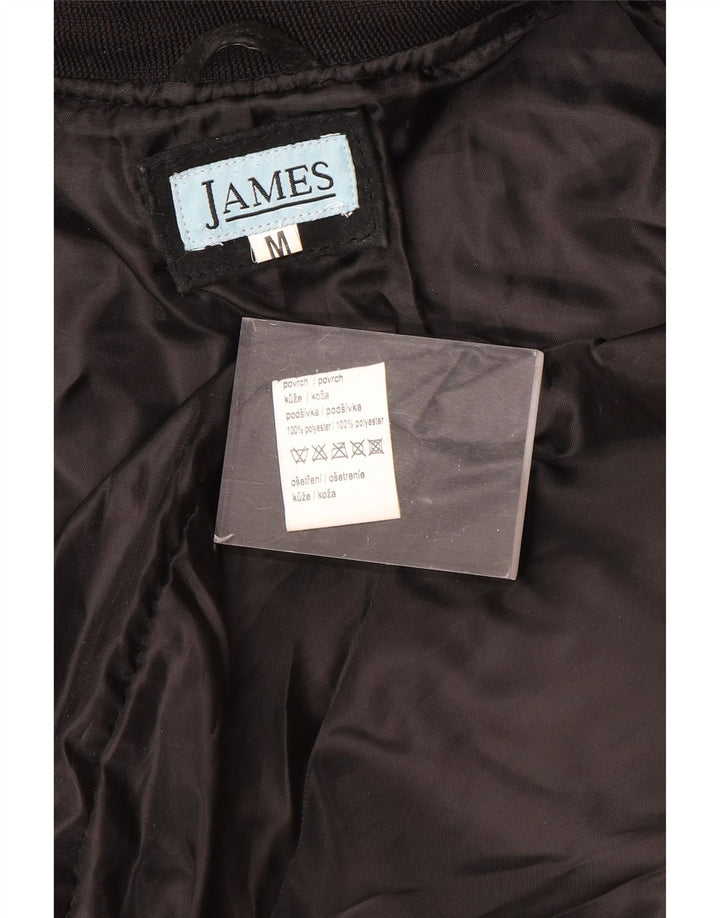 VINTAGE Chaqueta bomber de ante para hombre Reino Unido 38 Cuero negro medio