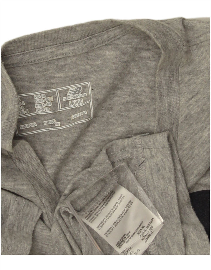 NEW BALANCE Camiseta gráfica para hombre Top grande de algodón moteado gris