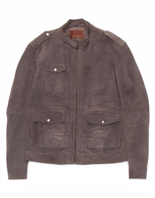 Conbipel Chaqueta de cuero militar para hombre IT 52 Cuero gris grande