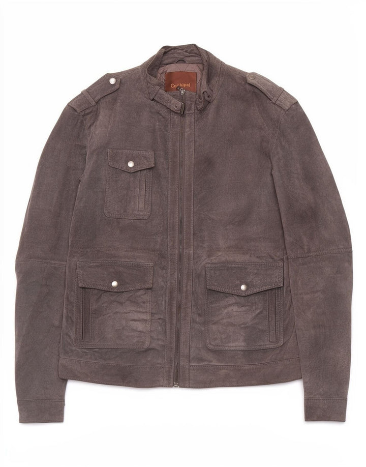 Conbipel Chaqueta de cuero militar para hombre IT 52 Cuero gris grande