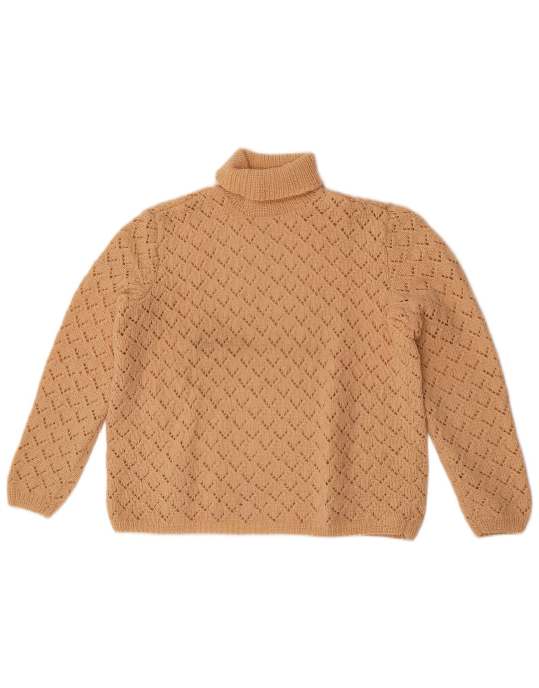 Vintage mujer rollo cuello jersey suéter Reino Unido 14 medio beige