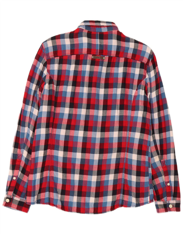 Camisa De Franela De Algodón A Cuadros Rojo Mediano Diesel Hombre