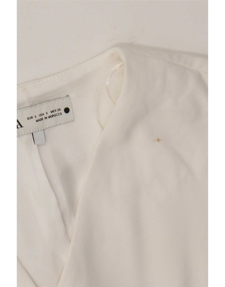 Zara Mujer Chaleco UK 10 Pequeño Poliéster Blanco