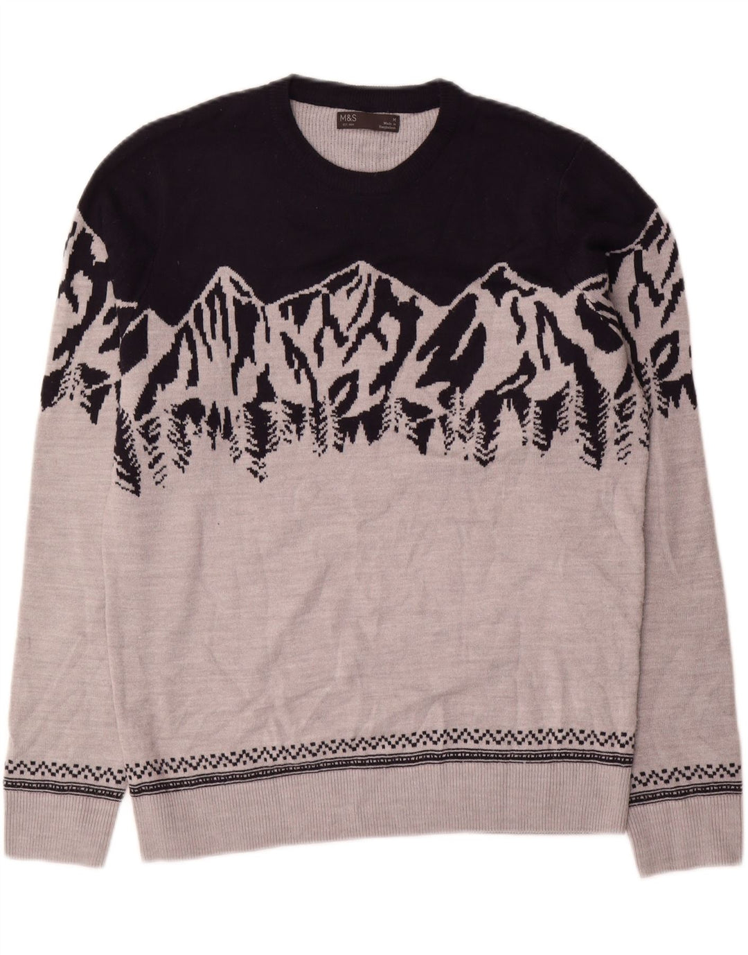 Marks & Spencer Jersey De Cuello Redondo Para Hombre Gris Medio Colorblock