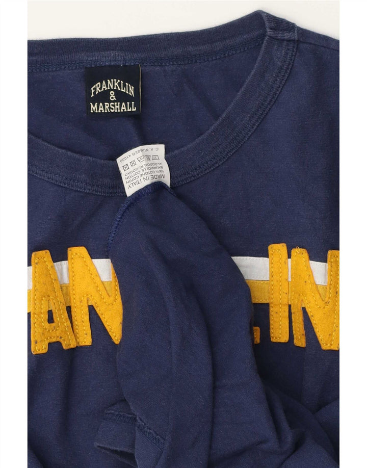 Franklin & Marshall Mens Graphic Top Manga Larga XL Azul Marino Colorblock