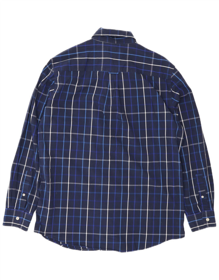 Chaps Camisa de fácil cuidado para hombre de algodón a cuadros azul marino mediano
