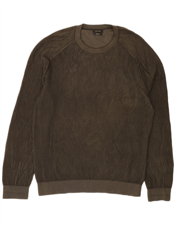 Massimo Dutti Jersey Cuello Redondo Hombre XL Caqui Algodón