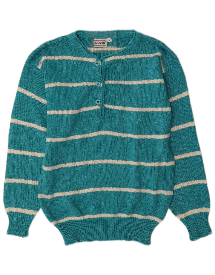 Nanette - Jersey con cuello y botones para mujer, talla 40, talla pequeña, color turquesa