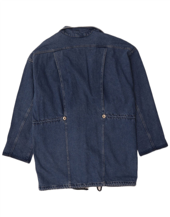 Vintage mujer longline doble pecho Blazer chaqueta Reino Unido 16 azul grande