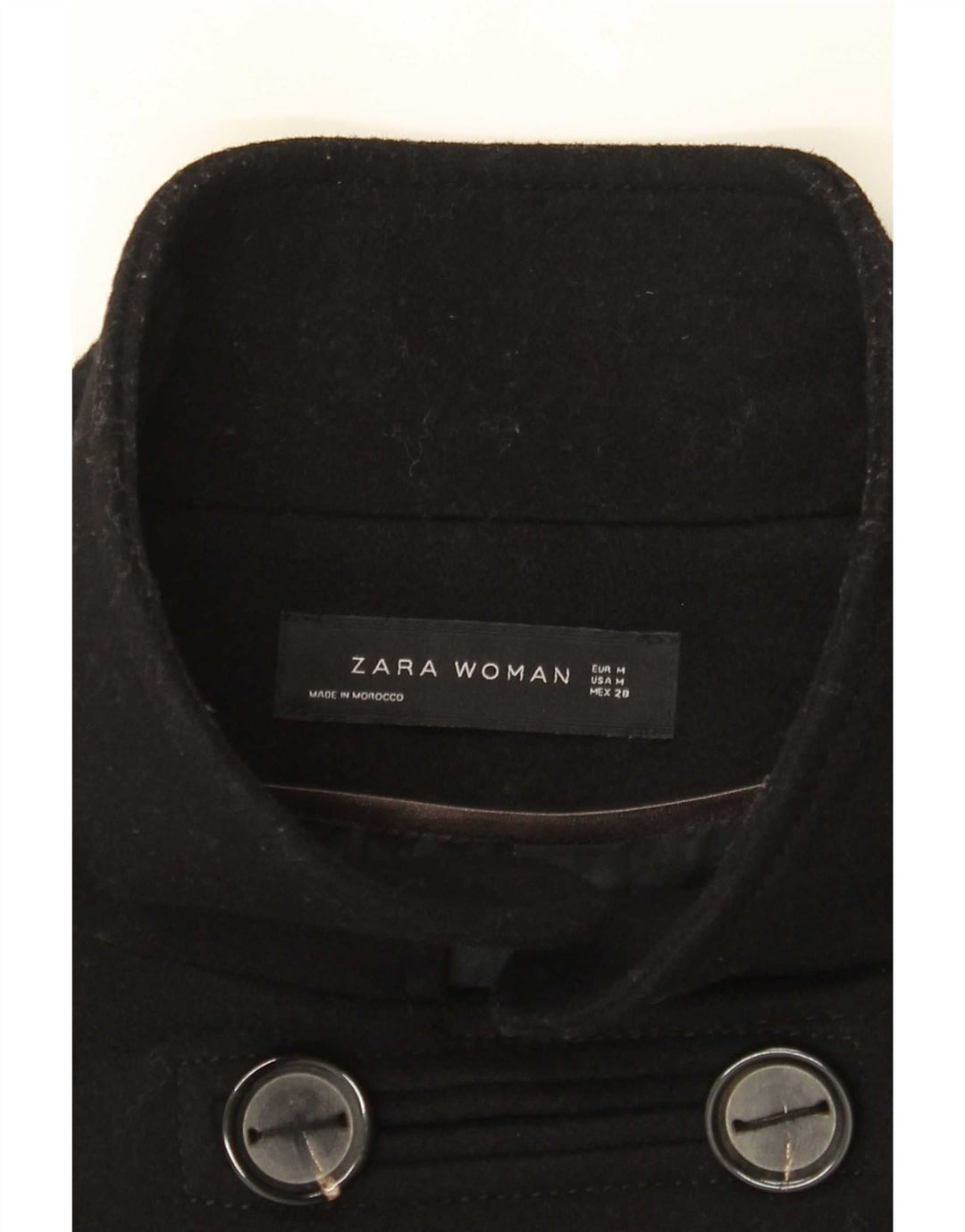 Zara Mujer Abrigo Cruzado UK 44 Medium Negro