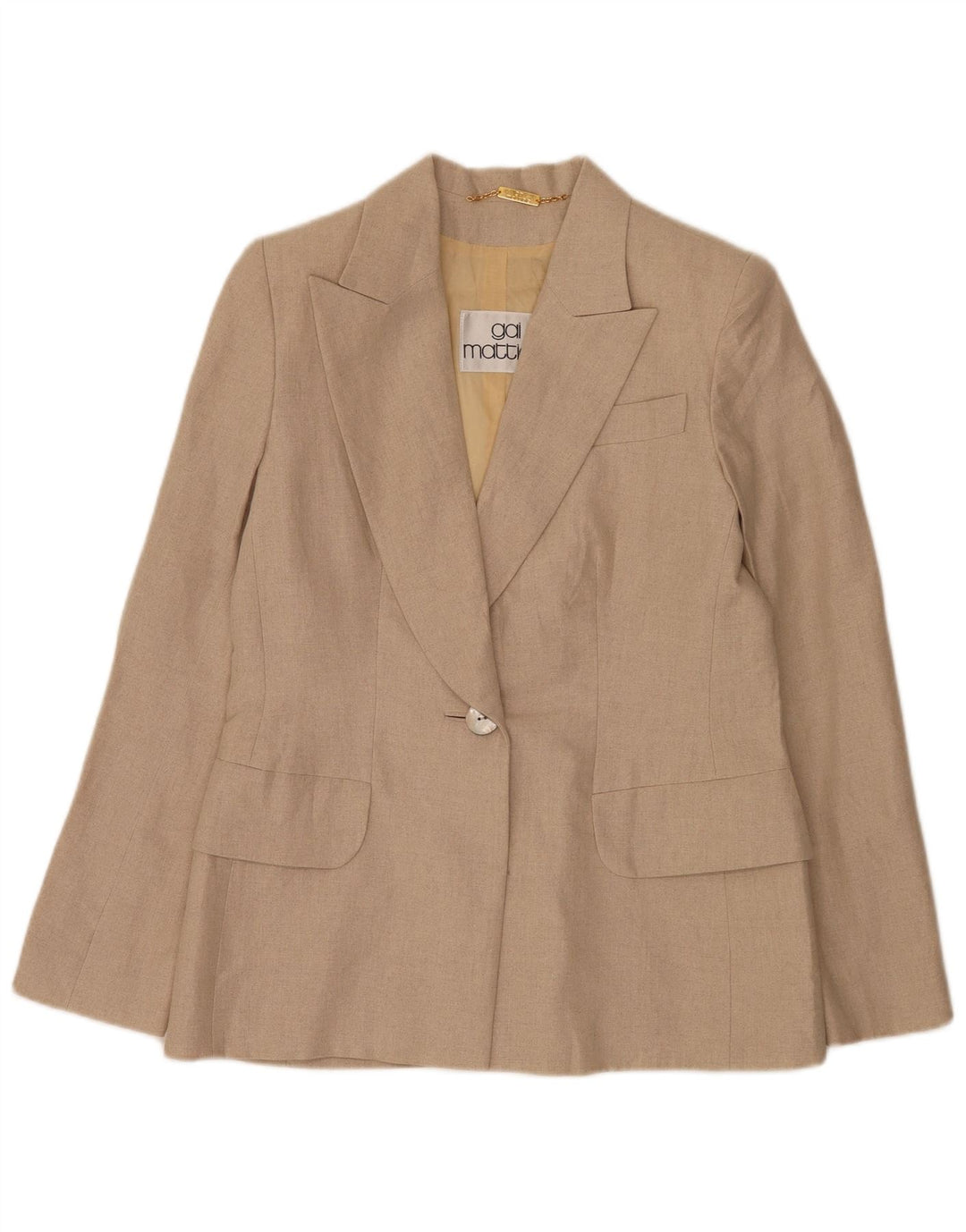 Gai Mattiolo Chaqueta Blazer de 1 Botón para Mujer UK 46 Grande Lino Beige