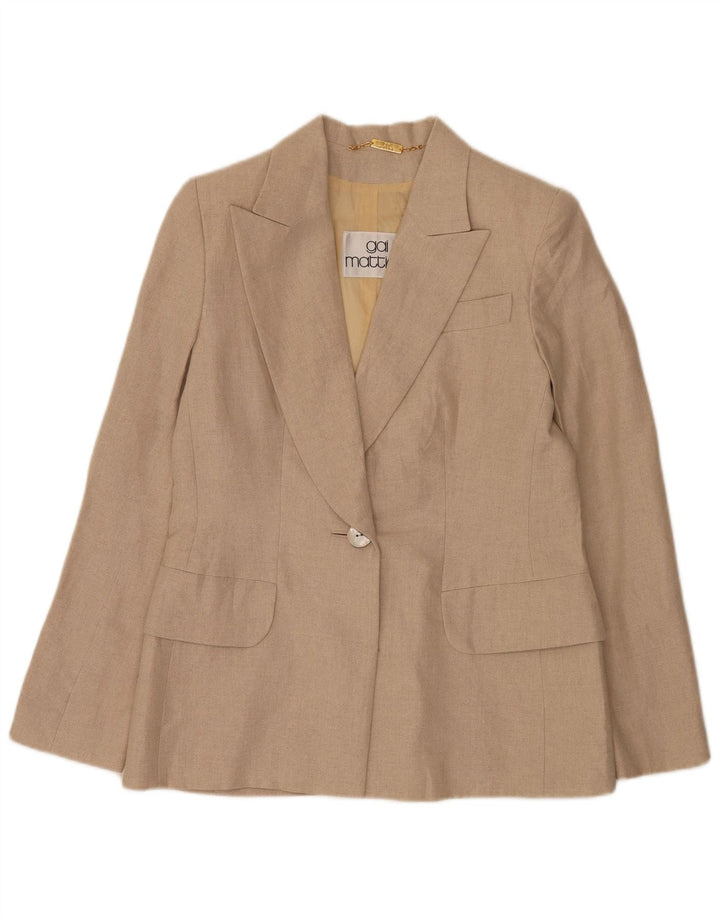 Gai Mattiolo Chaqueta Blazer de 1 Botón para Mujer UK 46 Grande Lino Beige