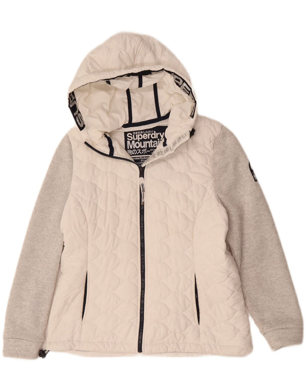 Superdry Chaqueta Cortavientos Con Capucha Para Mujer UK 46 Large Blanco Colorblock