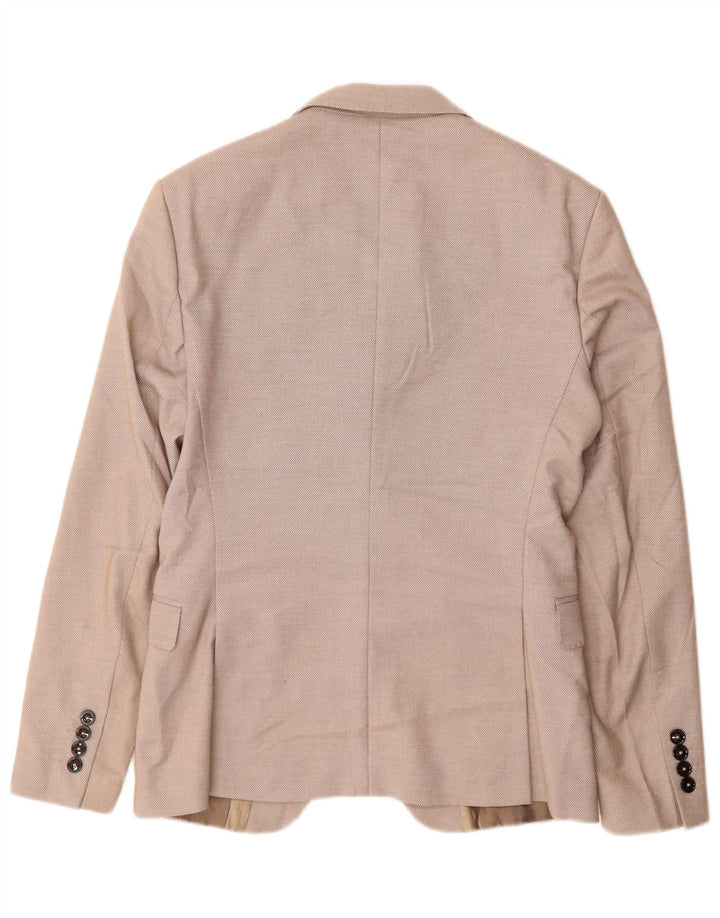 Zara Chaqueta tipo blazer de 2 botones para hombre EU 46 Small Beige Poliéster