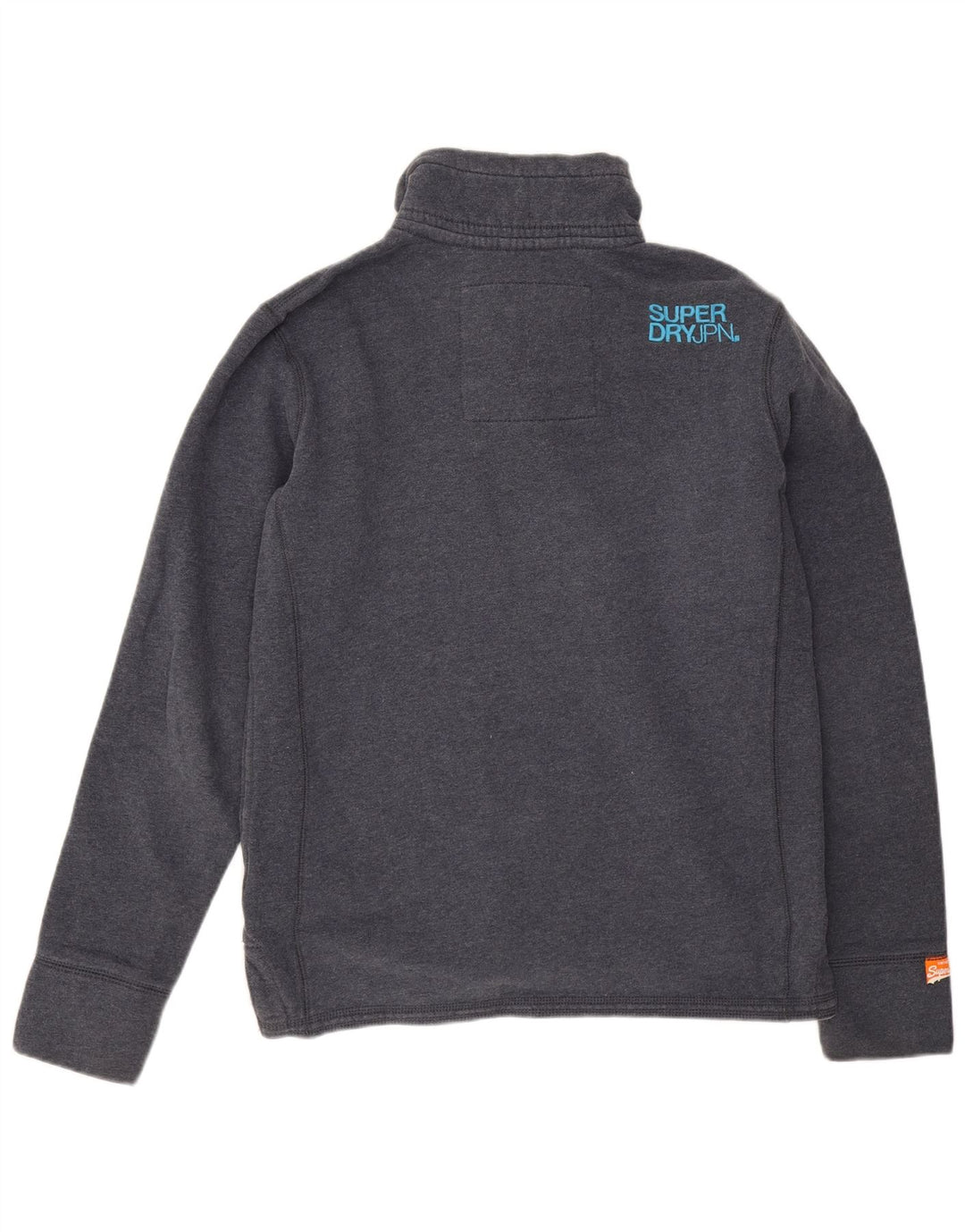 Superdry Sudadera con cuello y botones para hombre, jersey de algodón azul marino grande