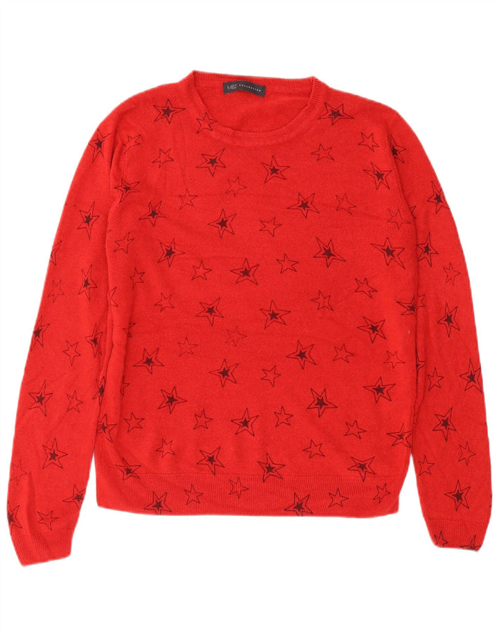 MARKS & SPENCER Suéter tipo jersey con cuello barco para mujer UK 40 Grande Rojo Geométrico
