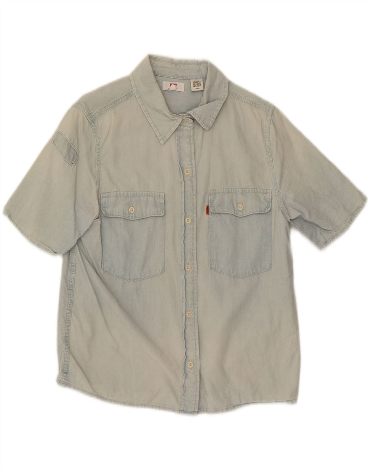 LEVI'S Womens Short Sleeve Shirt UK 10 Small Blue Vintage Levi's and Second-Hand Levi's from Messina Hembry 
