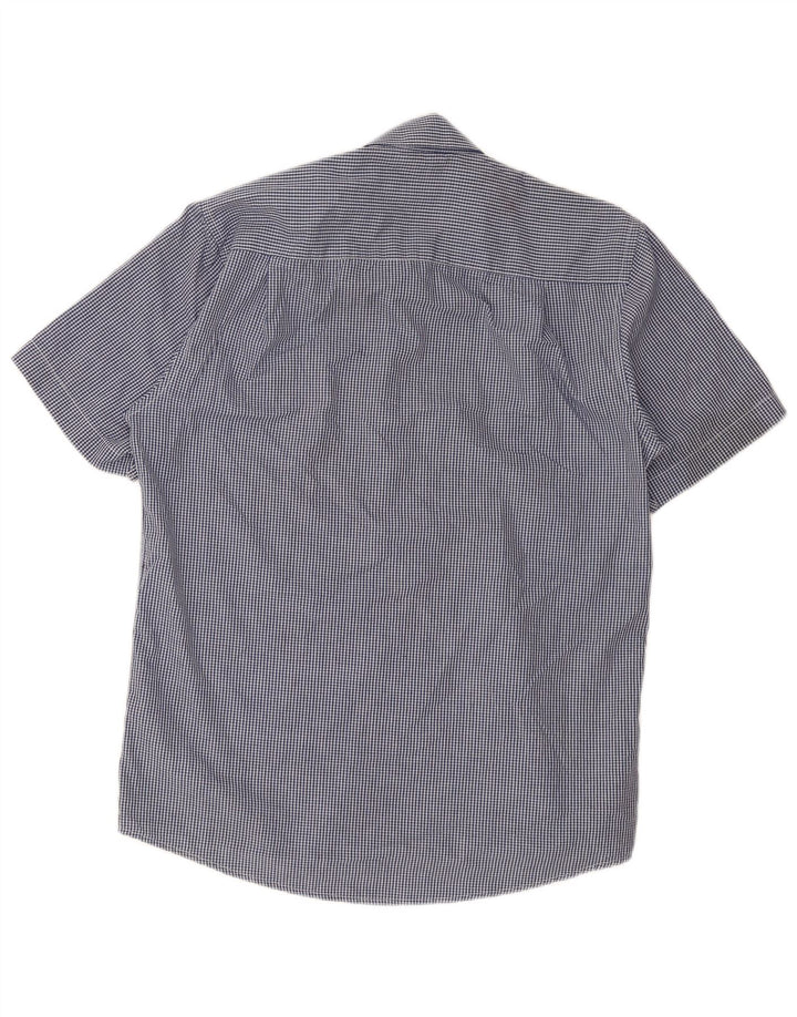 Pierre Cardin Camisa de manga corta para hombre Poliéster a cuadros azul grande