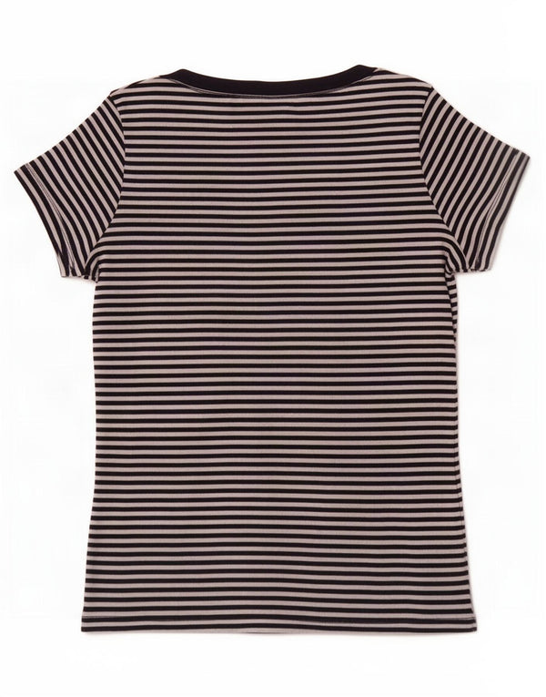 Marks & Spencer Camiseta para Mujer Top UK 12 Medium Azul Marino Rayas Algodón
