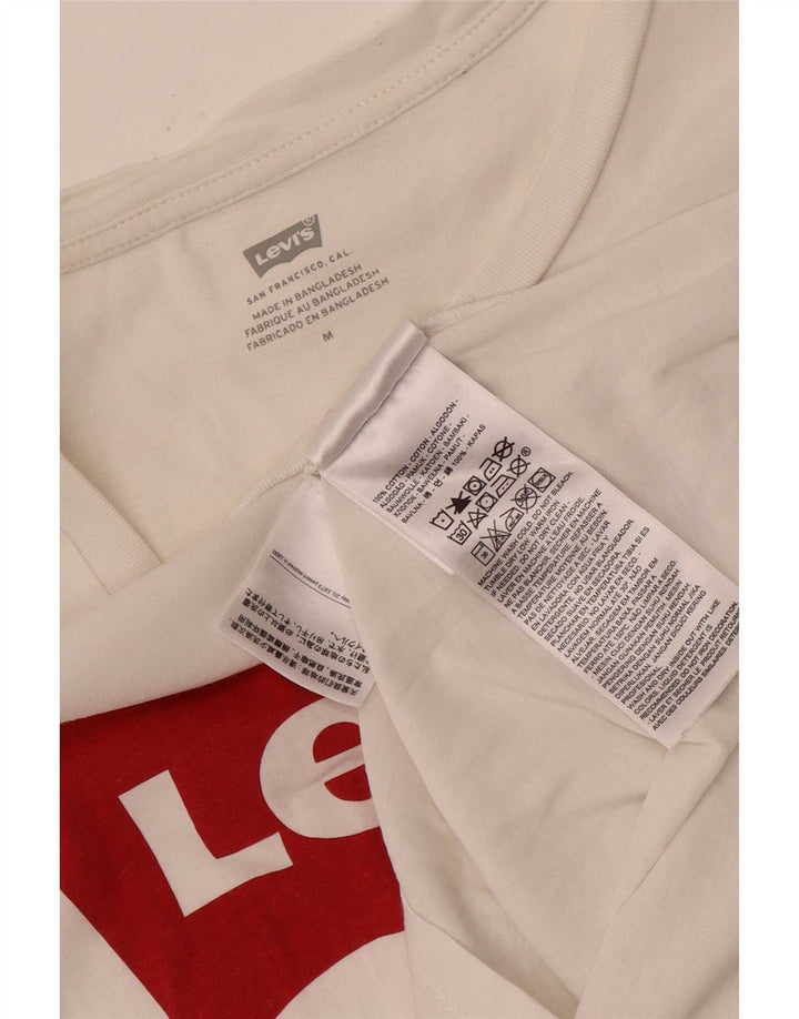 Levi's Camiseta gráfica para mujer Top UK 12 Medium White Cotton