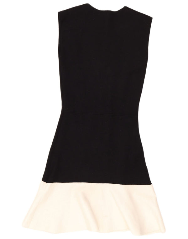 Zara Mujer Vestido Acampanado Sin Mangas UK 40 Small Negro Colorblock