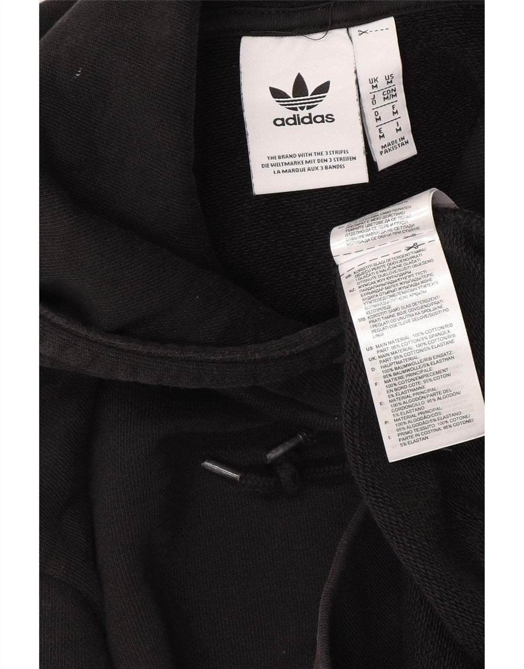 ADIDAS Mens Hoodie Jumper Medium Black Cotton Vintage Adidas and Second-Hand Adidas from Messina Hembry 