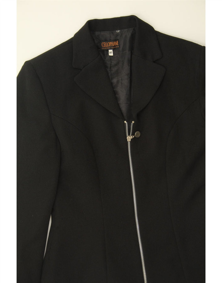 CELLOPHANE Womens Blazer Jacket IT 40 Small Black Polyester Vintage Cellophane and Second-Hand Cellophane from Messina Hembry 
