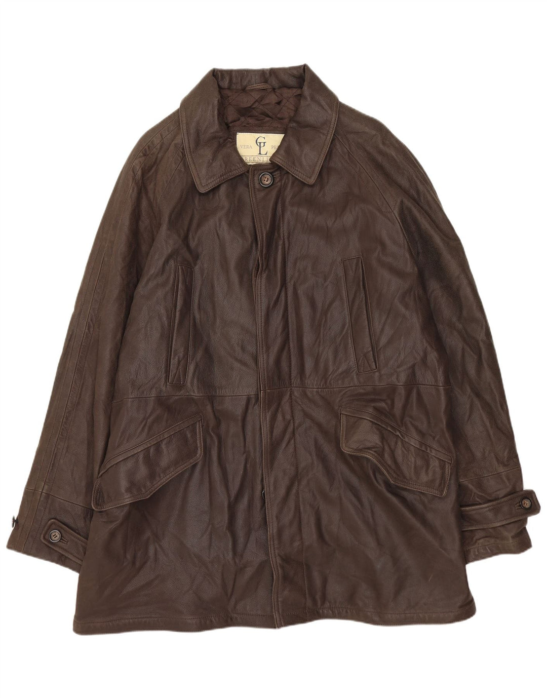 GREEN LEAVES Chaqueta de cuero para hombre IT 50 Cuero marrón grande