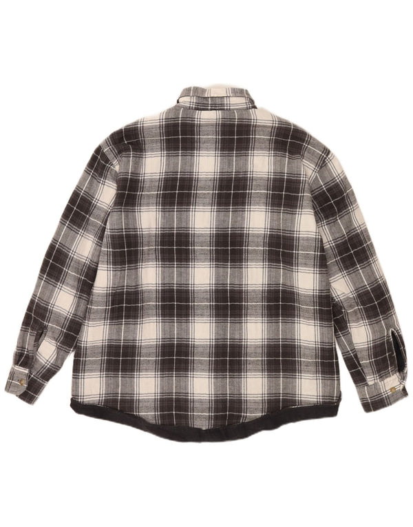 Vintage hombres leñador franela camisa grande negro cuadros