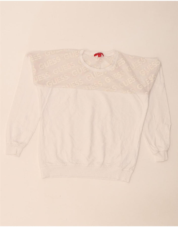Guess Sudadera gráfica para mujer Jumper UK 10 Small White Colourblock