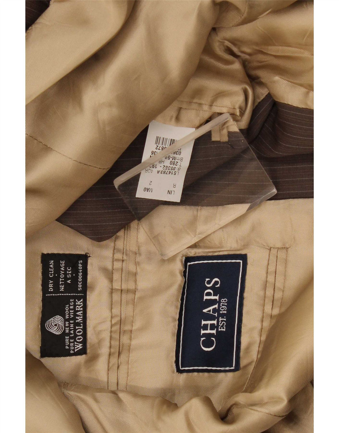 Chaps Chaqueta tipo blazer de 3 botones para hombre UK 40 Large Brown Pinstripe New Wool