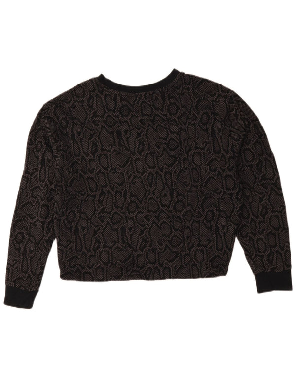 Puma Mujer Crop Graphic Sudadera Jumper UK 14 Medium Negro Animal Print