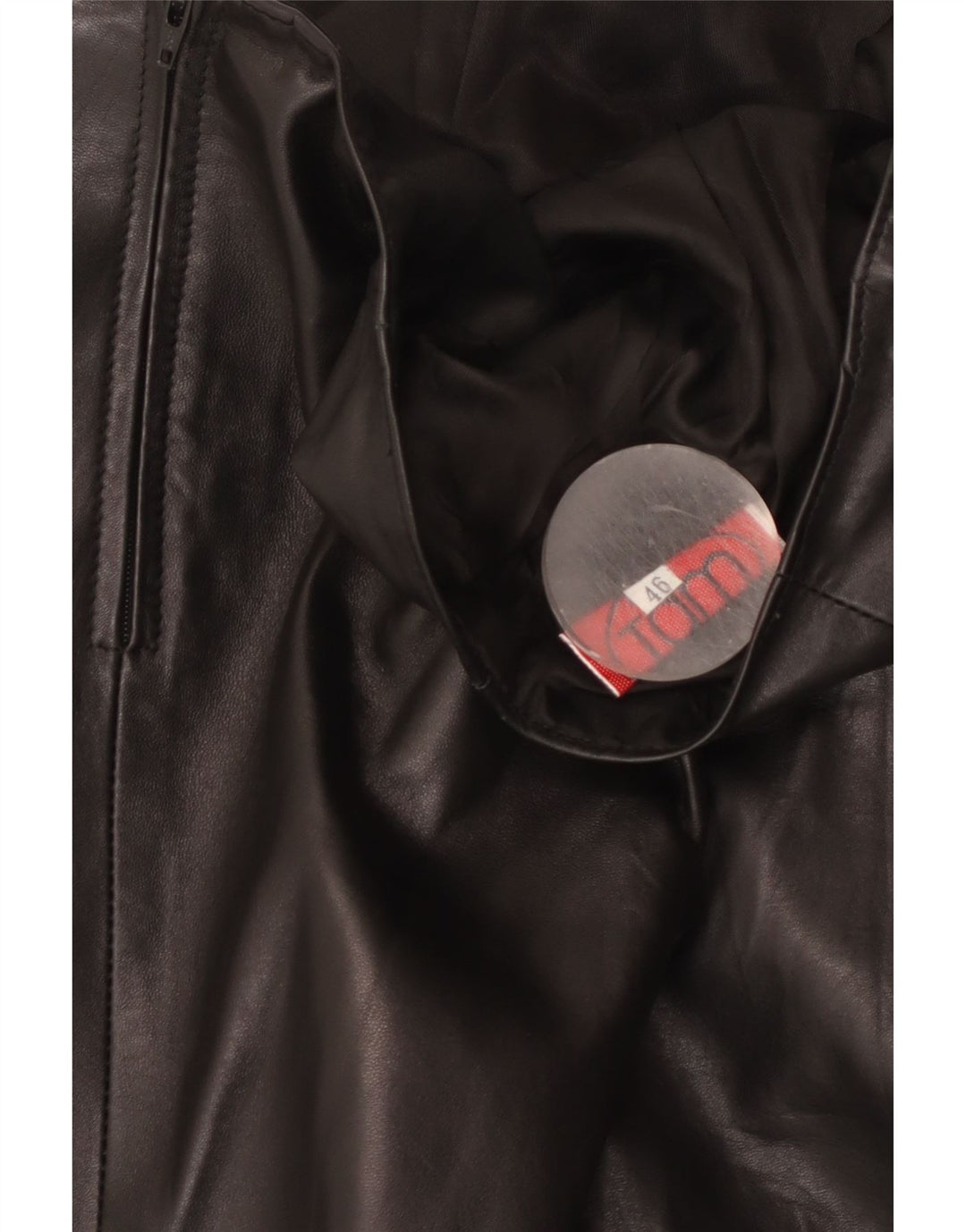 Falda de cuero vintage para mujer IT 46 Grande W30 Cuero negro