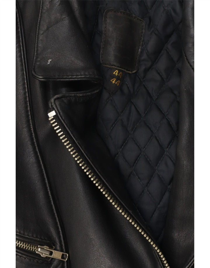 Vintage mujer cuero biker chaqueta IT 44 cuero negro medio