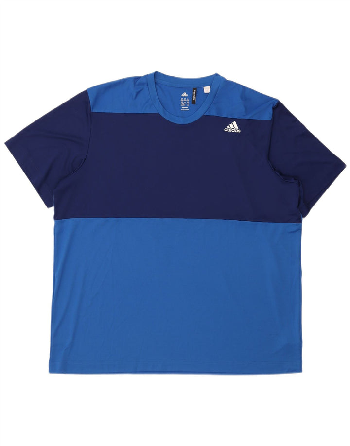 Adidas Mens Climalite Camiseta Top 2XL Azul Colorblock Poliéster