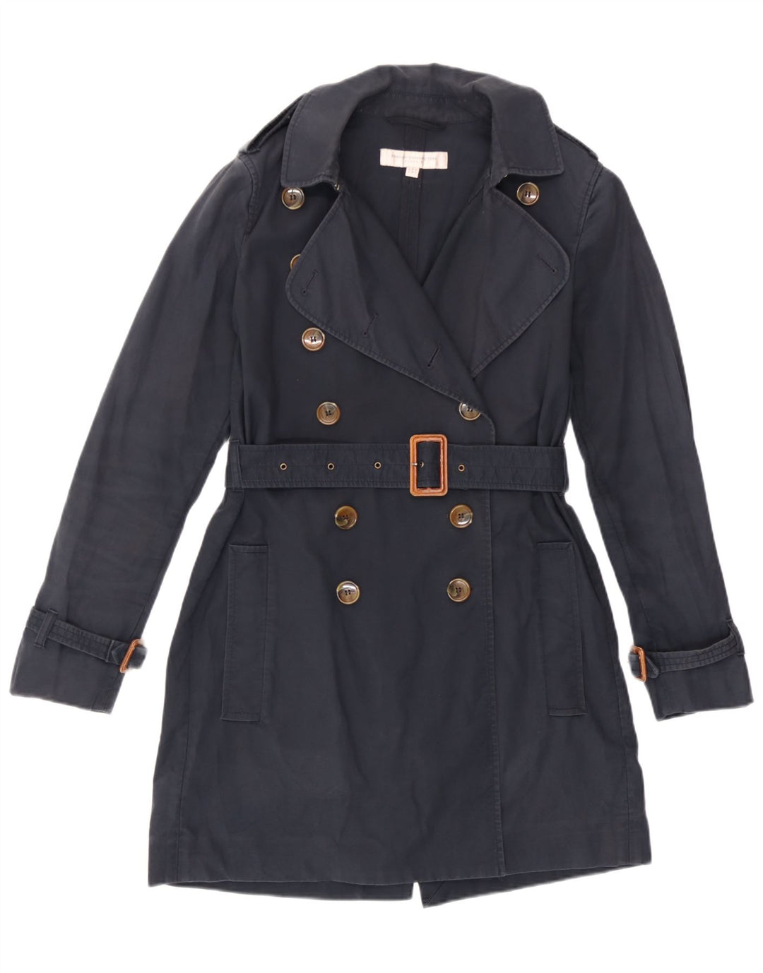 French Connection Gabardina para mujer UK 40 Small Algodón azul marino
